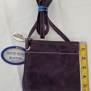 LeatherWomen's shoulder bag DAVID KING BOSTON Burgundy leather shoulder bag